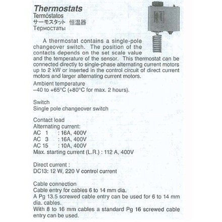 753001 THERMOSTAT WITH FURTHER, DETAIL