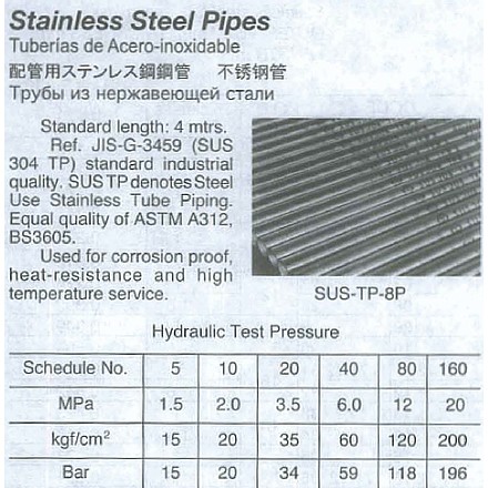 711151-711165 PIPE STAINLESS STEEL SUS-304, SCH-160