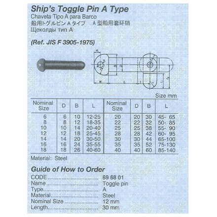 696801-696804 Ship's Toggle Pins A Type