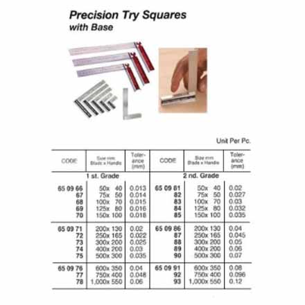 650966-650978 TRY SQUARE PRECISION WITH BASE, 1ST-GRADE