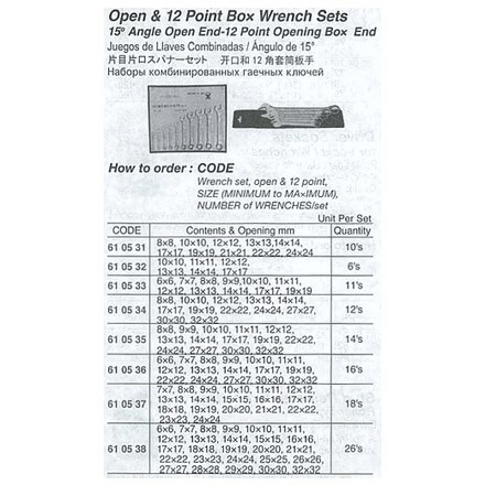 610532-610535 WRENCH SET OPEN & 12-POINT BOX