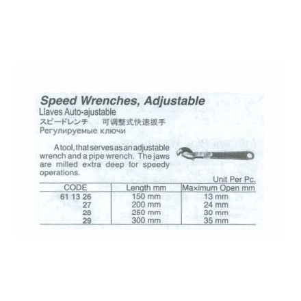 611326-611329 WRENCH SPEED ADJUSTABLE 