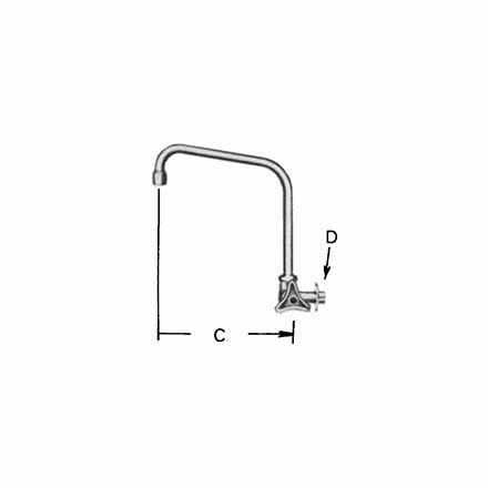530192 FAUCET WALL RIGHT HAND W/HIGH, SWIVEL SPOUT & AERATOR 13(1/2)