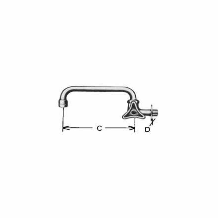 530178 FAUCET WALL R-HAND W/OVERHEAD, SWIVEL SPOUT & AERATOR 13(1/2)