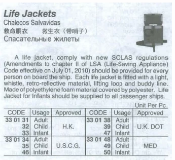 330131-330133 LIFE JACKET WITH WHISTLE,