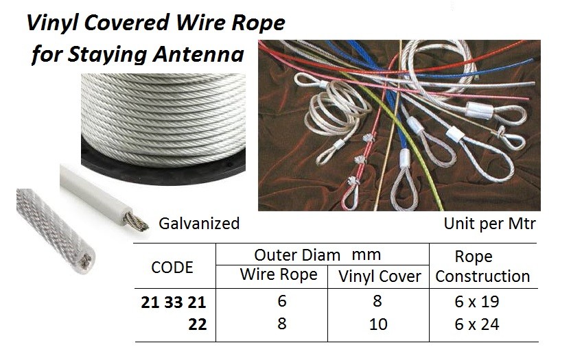 213321-213330 ROPE WIRE VINYL COVERED GALV, FOR ANTENNA