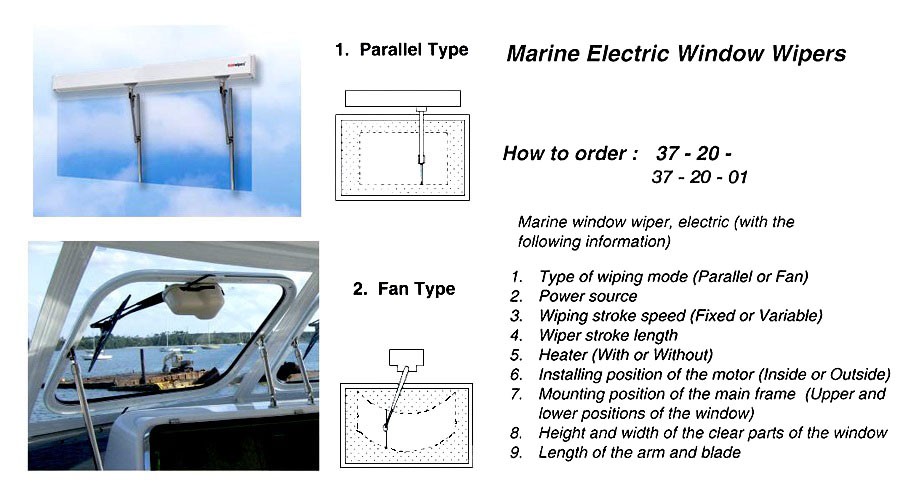 372001 WIPER MARINE WINDOW ELECTRIC, WITH FURTHER DETAIL  
