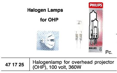 471725 LAMP HALOGEN FOR OHP 100V 360W