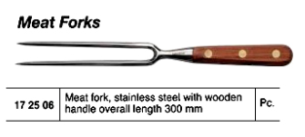 172506 MEAT FORK STAINLESS STEEL, WITH WOODEN HANDLE 300MM