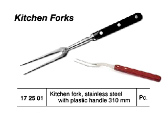 172501 KITCHEN FORK STAINLESS STEEL, WITH PLASTIC HANDLE 310MM