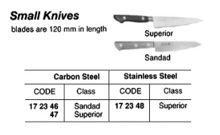 172348 SMALL KNIFE STAINLESS STEEL, SUPERIOR 120MM