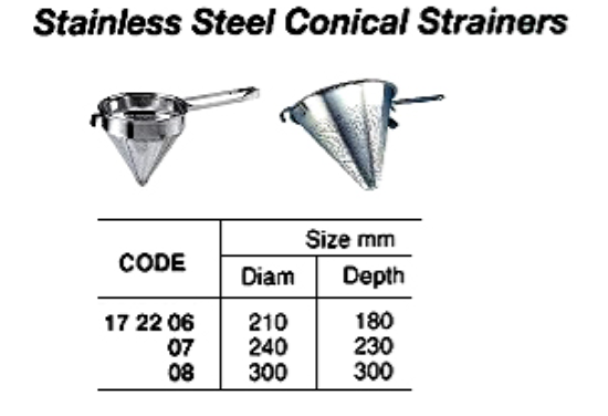 172206-172208 STRAINER CONICAL, STAINLESS STEEL