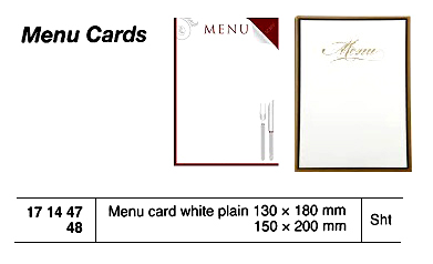 171447-171448 MENU CARD WHITE PLAIN