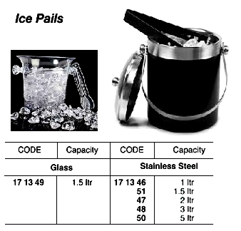 171349 ICE PAIL GLASS, 1.5LTR WITH ICE TONGS