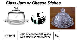 171078 JAM OR CHEESE DISH GLASS WITH, STAINLESS COVER 100MM DIA
