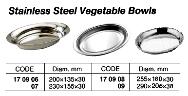 170906-170909 VEGETABLE BOWL OVAL, STAINLESS STEEL